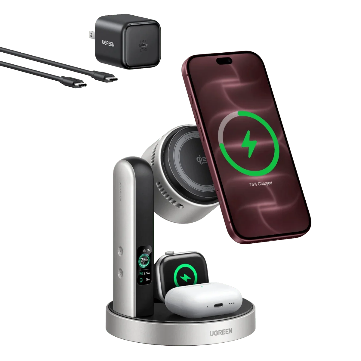 UGREEN MagFlow Pro Qi2 25W 3-in-1 Wireless Charger