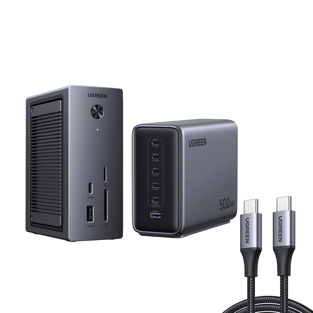 UGREEN 500W Charger + 10-in-1 USB-C Hub Bundle