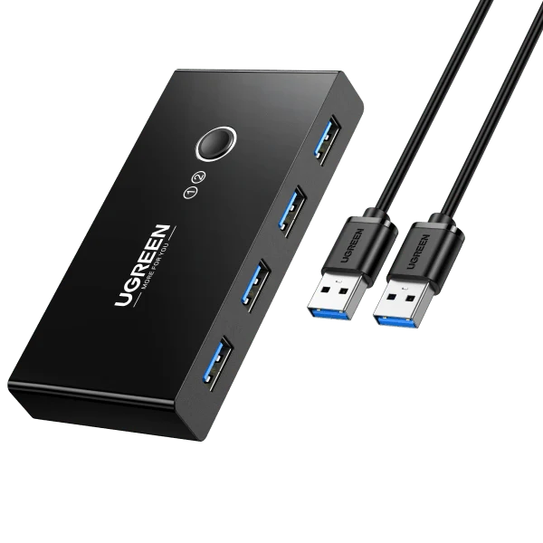 UGREEN USB 3.0 4-Port Switch With 2 Pack USB Male Cable