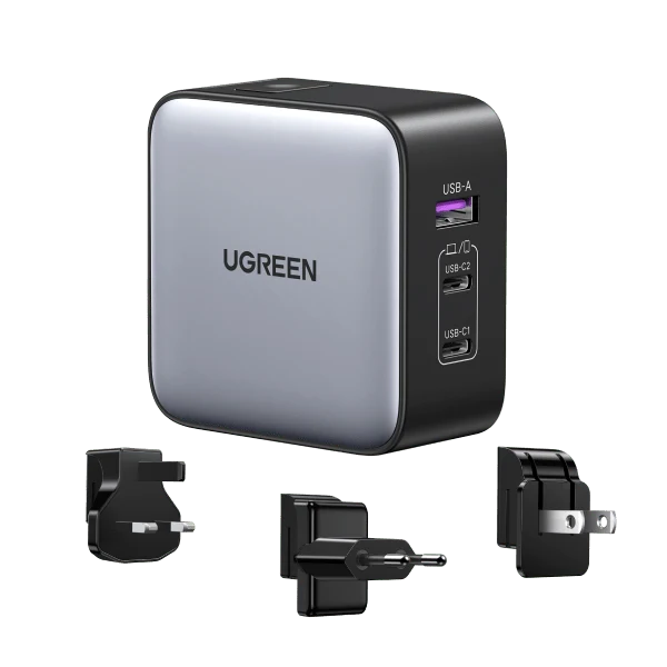 UGREEN Nexode 65W 3-Port Travel Charger with US/UK/EU Plug