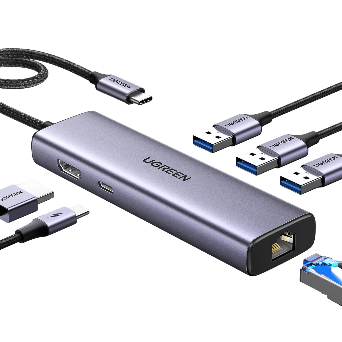 UGREEN Revodok 6 in 1 USB C Hub Gigabit Ethernet Adapter with 4K HDMI