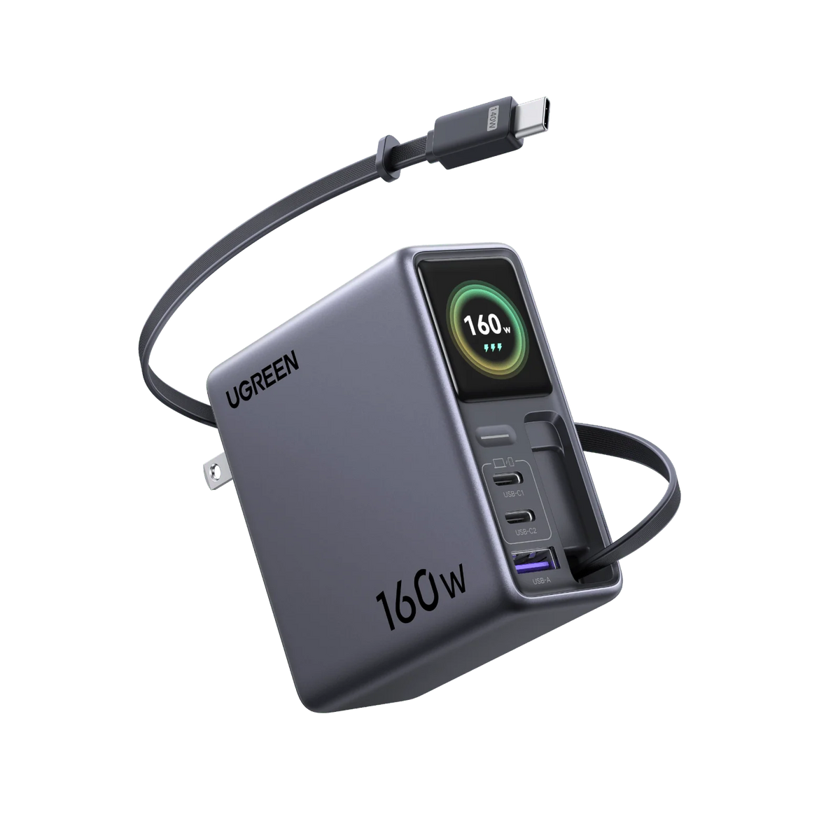 UGREEN Nexode Pro 160W Charger with Retractable USB-C Cable