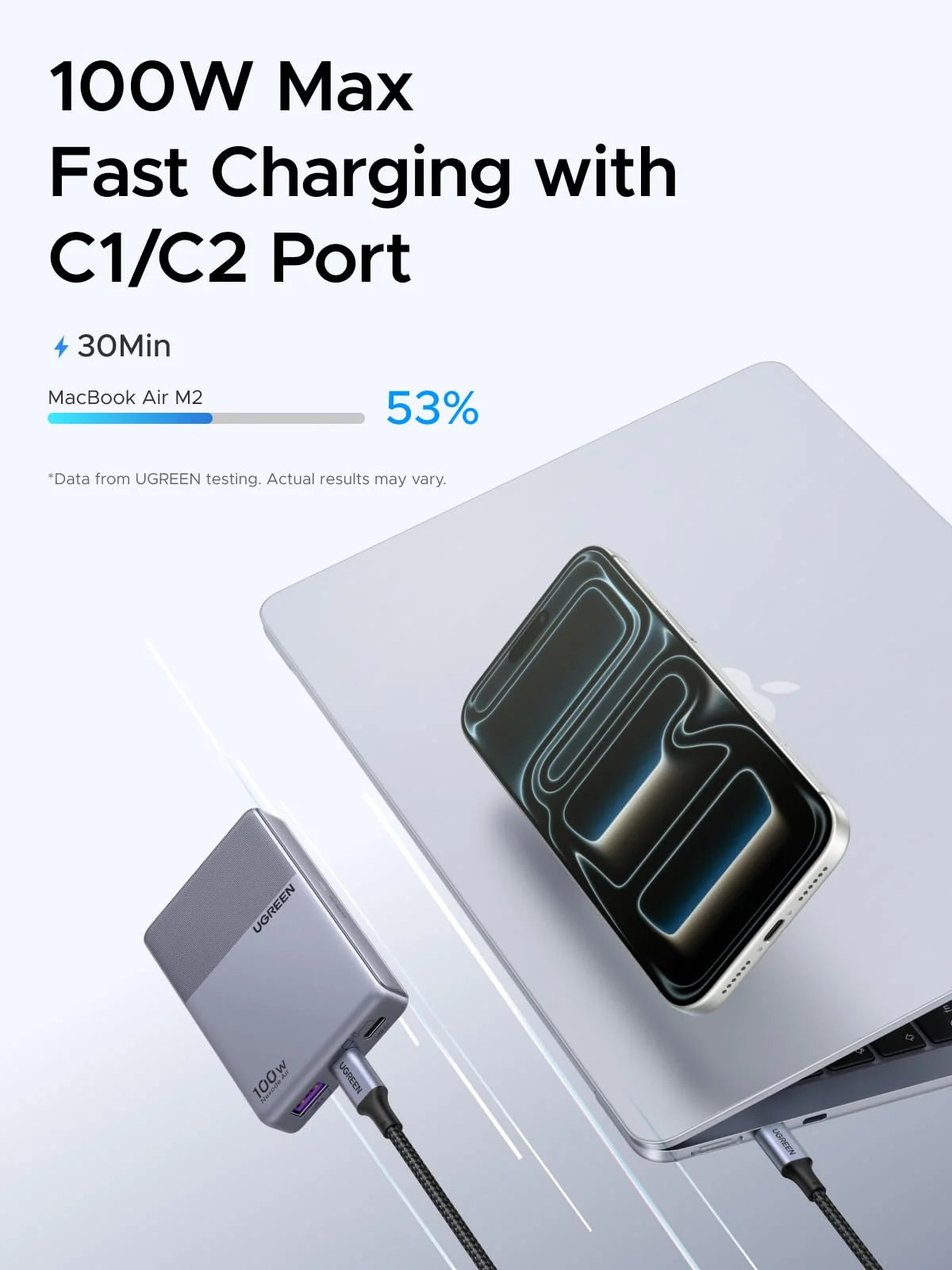UGREEN Nexode Air Slim Charger (100W, 3-Port, Foldable Plug)