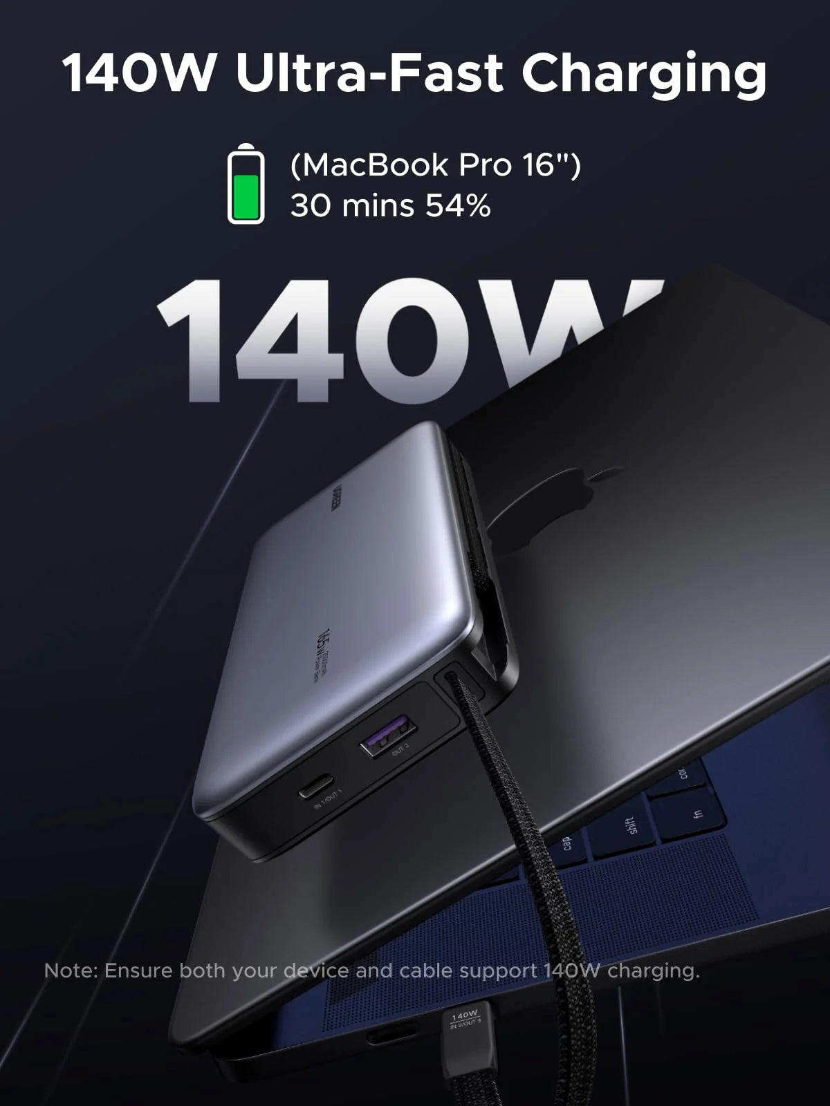 UGREEN Nexode Power Bank 25000mAh 165W with Built-in Cables