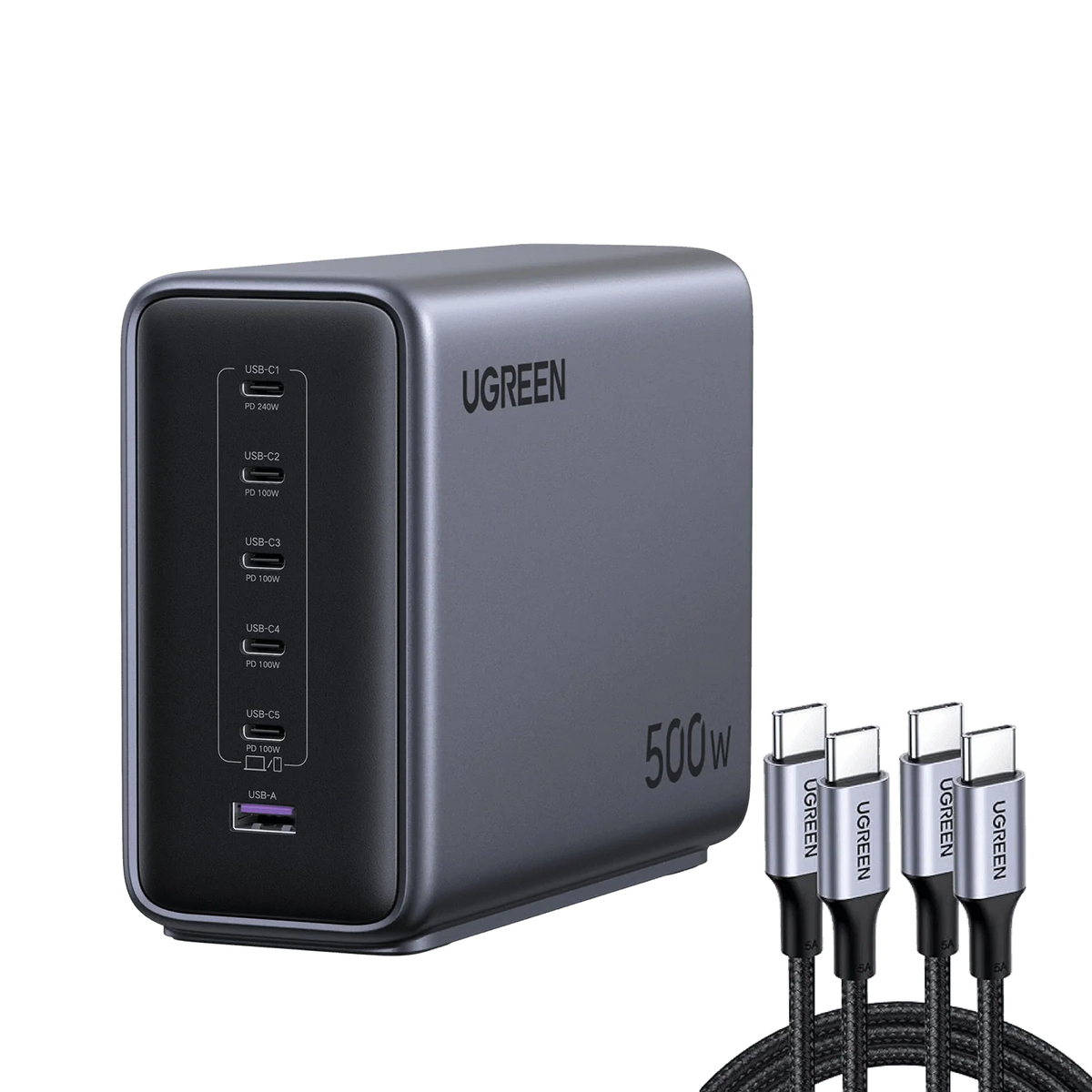 UGREEN 500W Charger + 100W USB-C Cable 2-Pack